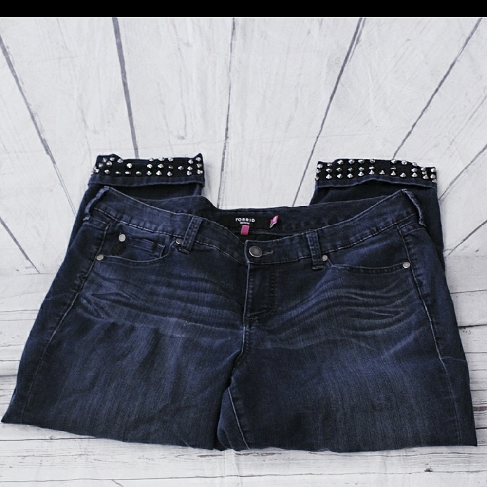 Torrid Dark-Washed studded Cuffed Jeans